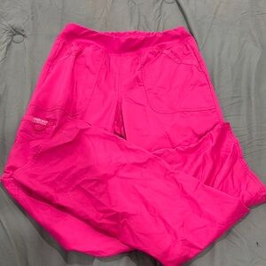 Pink Wide Leg Cargo Scrub Pants